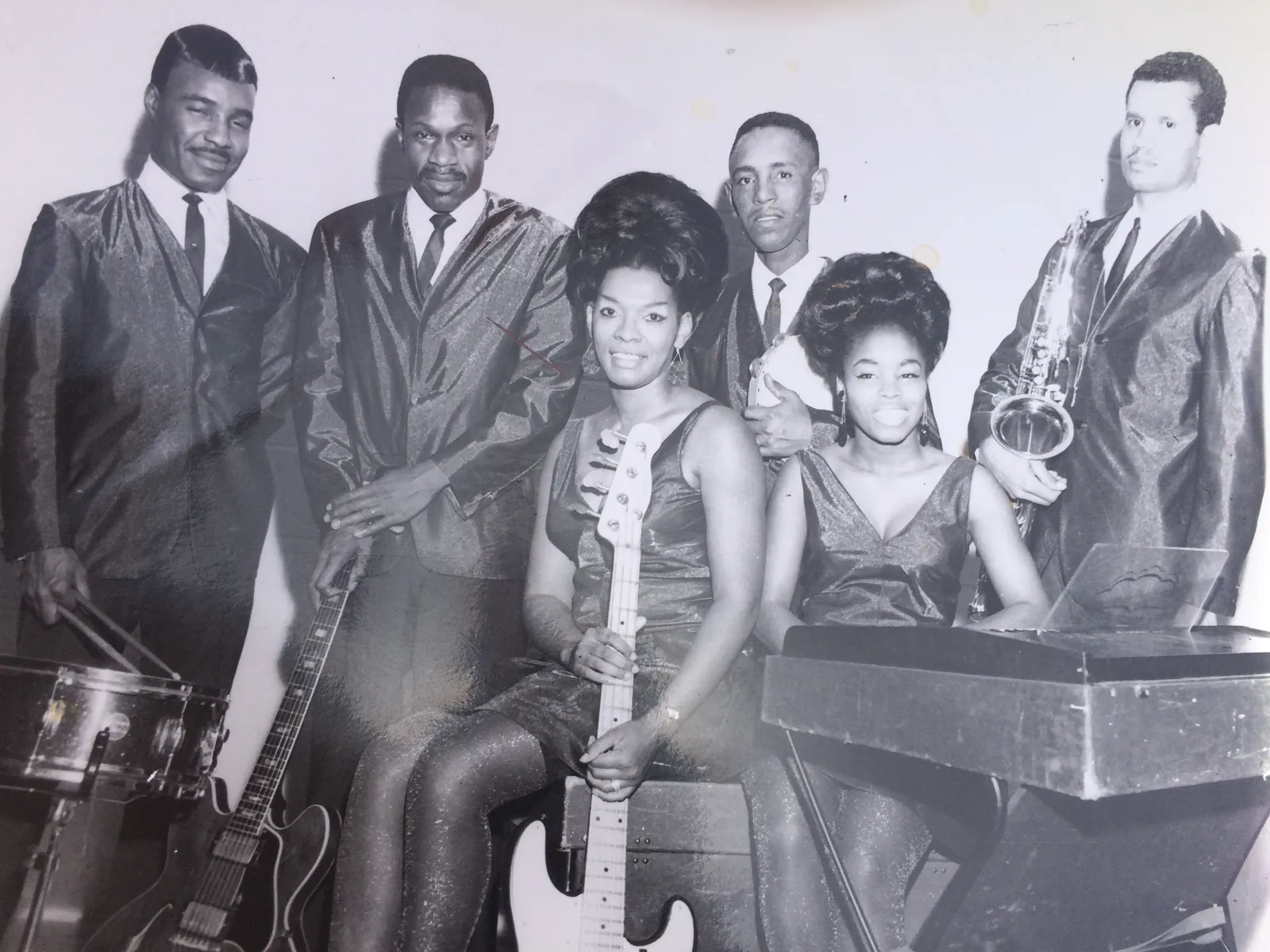 A vintage photograph of an African American band of Plainville musicians